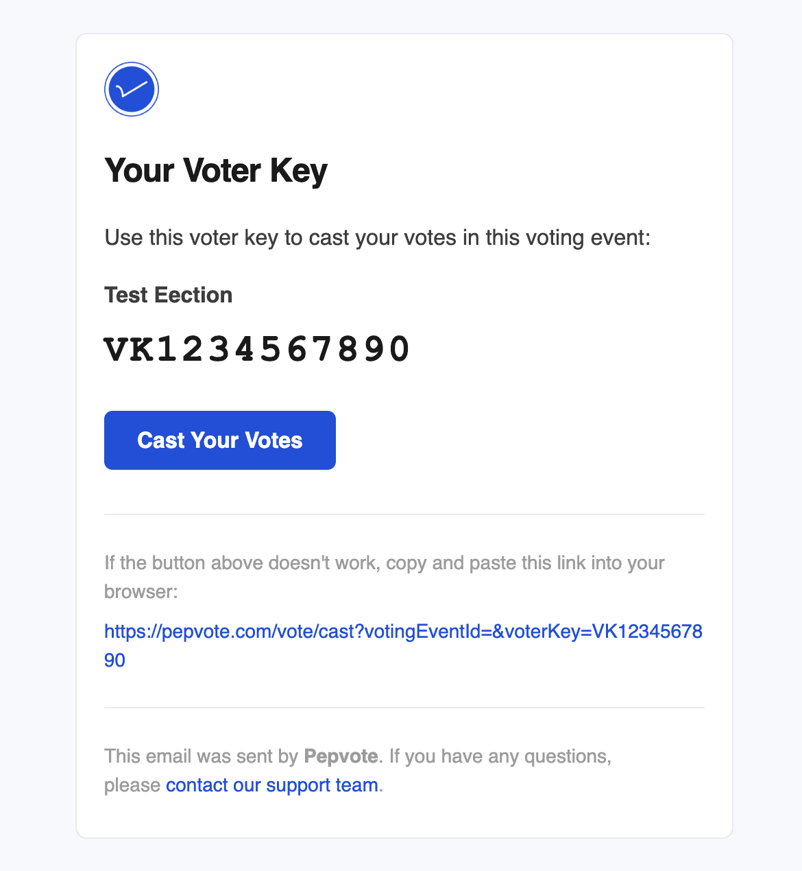 Voter key email example