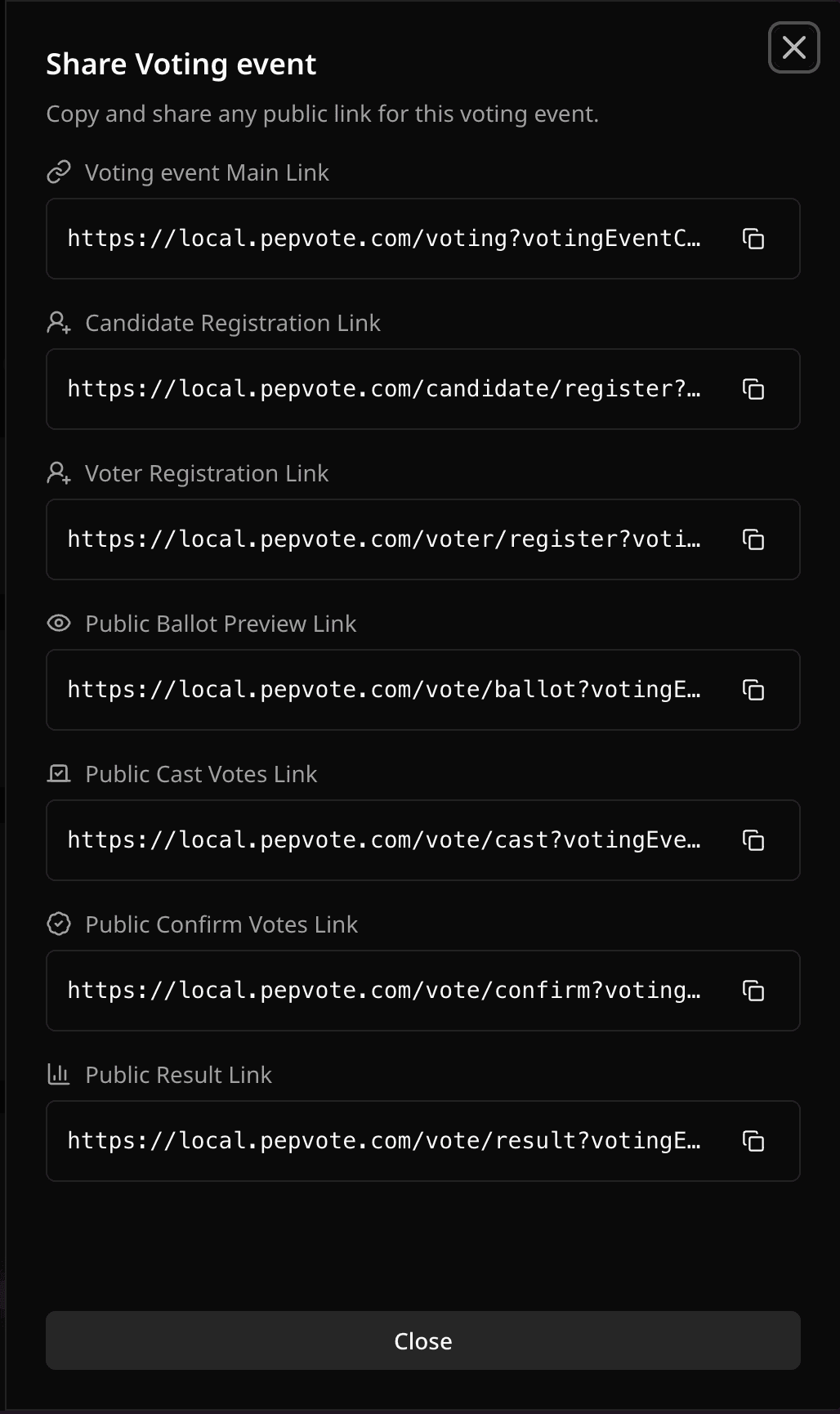 Share Links sheet